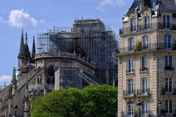 Paris France April 2019 Restoration Cathedral Notre Dame Paris Massive — 스톡 사진