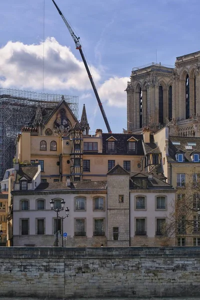 Paris France April 2019 Restoration Cathedral Notre Dame Paris Massive — Foto de Stock