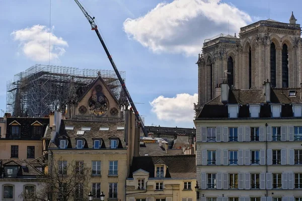 Paris France April 2019 Restoration Cathedral Notre Dame Paris Massive — Foto de Stock