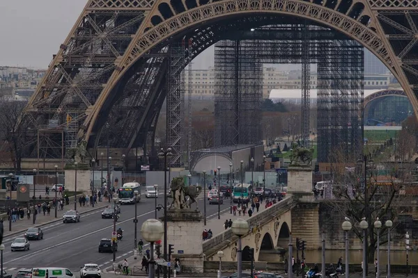 Paris France January 2021 Part Eiffel Tower Busy Sunday Paris — стокове фото