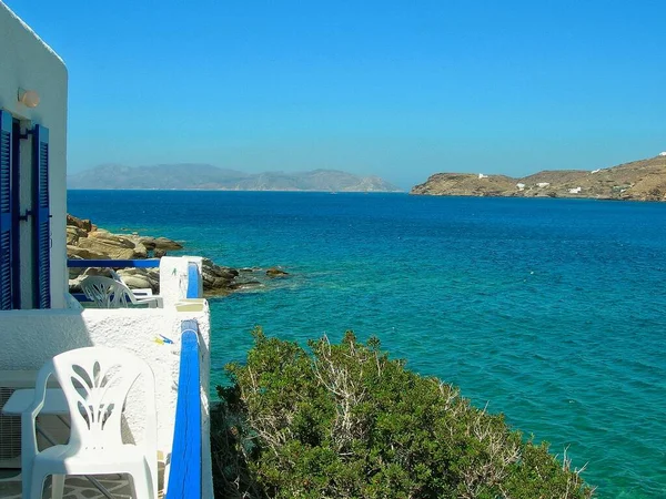 Breathtaking View Balcony Ios Greece Sea — Stock Photo, Image