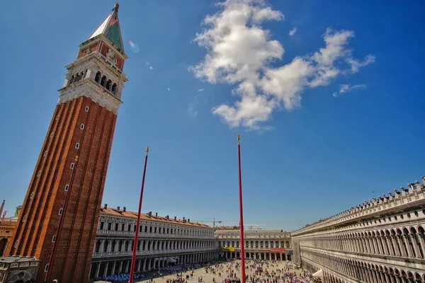 Venice Italy April 2019 Panorama Crowded Saint Mark Square Venice — Φωτογραφία Αρχείου