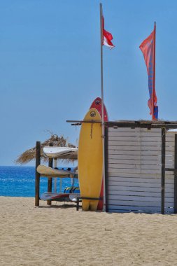 Surfboards on the beach of  Ios, Greece