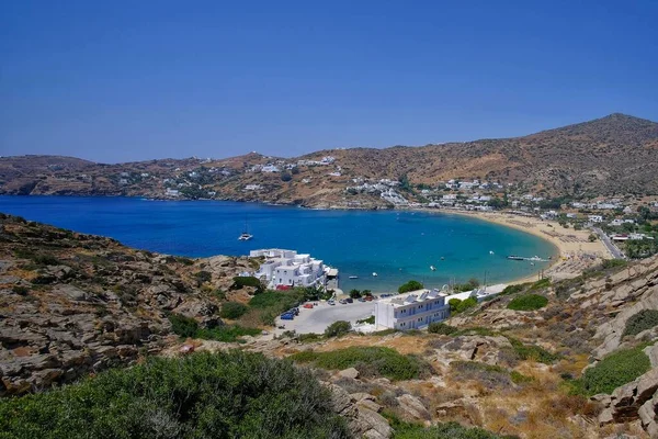 그리스에 아름다운 모래사장의 파노라마같은 — 스톡 사진