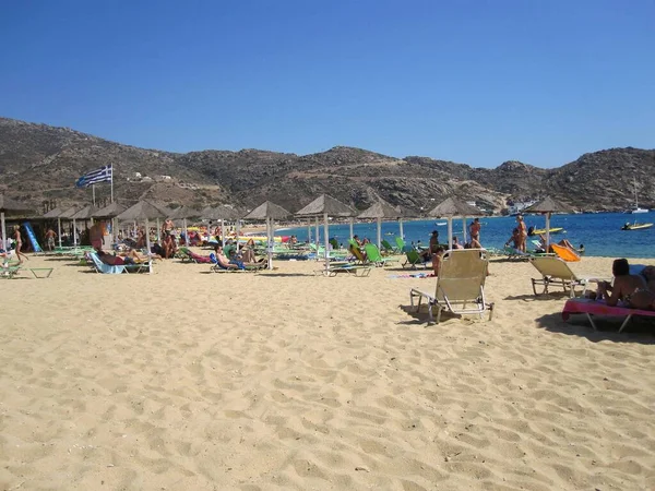 Ios Griechenland Juli 2011 Blick Auf Den Wunderschönen Sandstrand Von — Stockfoto