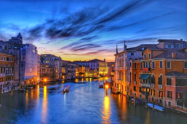 Increíble Puesta Sol Colorida Canal Grande Venecia Italia — Foto de Stock