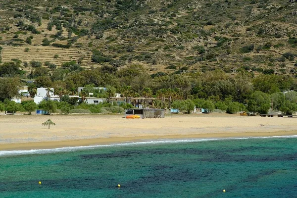 Splendida Spiaggia Sabbiosa Turchese Tripiti Ios — Foto Stock