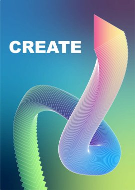 Renkli arkaplan üzerinde beyaz harfli soyut geometrik renkli 3D nesne