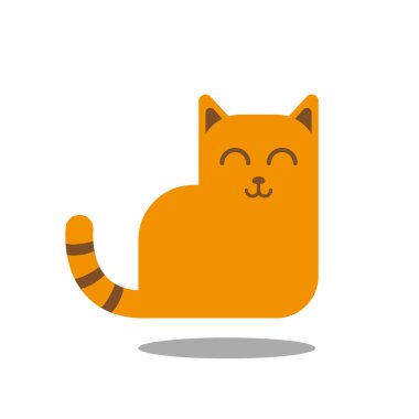 Uykulu kızıl kedi kuyruğunda kahverengi çizgiler ve beyaz arka planda izole edilmiş gölgeler.