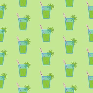 Yeşil arkaplanda mojito deseni