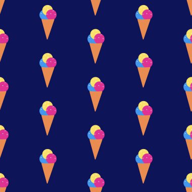 Koyu mavi arka planda dondurma deseni