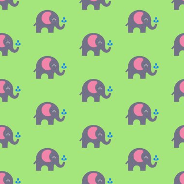 Yeşil arkaplanda fil deseni 