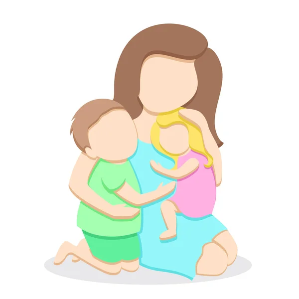 Mor med barn, inga repliker — Stock vektor