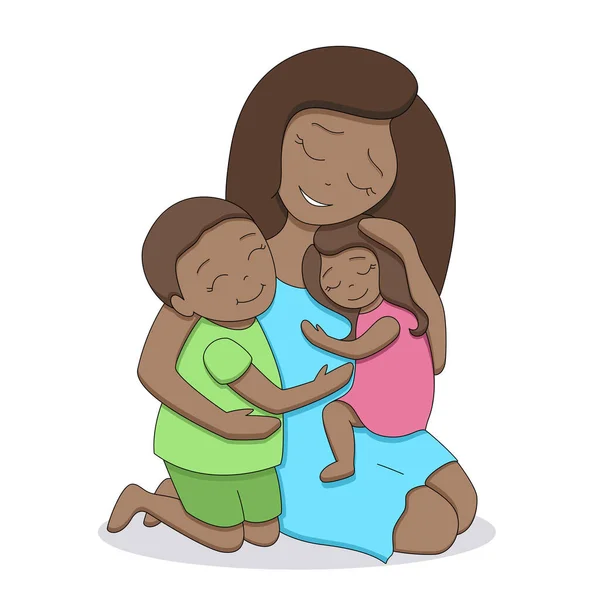 Afro amerikansk mor med barn — Stock vektor