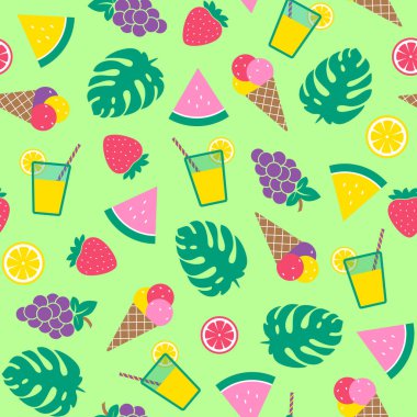 Yeşil arkaplanda yaz deseni 