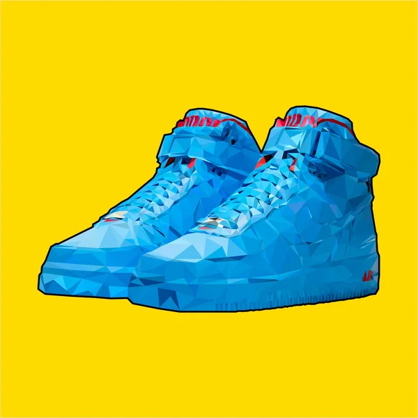 Μπλε Sneakers Της Διάσημης Μάρκας Χαμηλό Poly Στυλ — Διανυσματικό Αρχείο