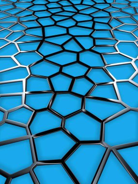 Modern Abstract Blue Background with Black Voronoi Geometry, Stylish Polygonal Pattern Creating a Futuristic and Elegant Structure