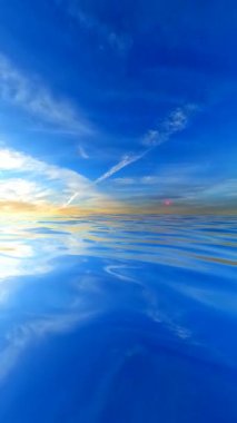 Premium Denizi ve Gökyüzü Görünümü Tam Dönüşlü Işıklandırma Sakin Ufuk ve Yumuşak Yansımalar, Arkaplan Kullanımı için Zarif Doğa Sahnesi