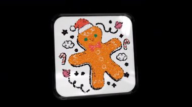 Canlandırılmış Yüzen Çıkartma - Noel Zencefilli Ekmek Adam, Şeffaf Alfa Kanalı, Özel