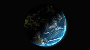 Sürekli hareket ve profesyonel alfa kullanımı için tasarlanmış sağ alttaki güneş ışığı ile Avrupa 'dan dönen lüks Dünya görselleştirme döngüsü