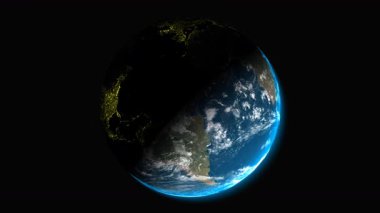 Lüks animasyon ve temiz alfa üretimi için tasarlanmış sağ alttaki güneş ışığıyla ABD 'den dönen elit Dünya görsel döngüsü
