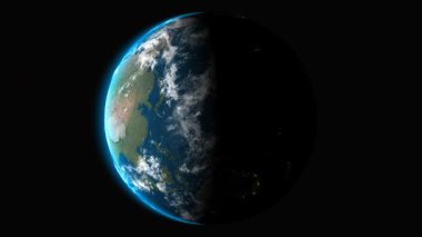 Sol güneş ışığıyla Asya 'dan gelen lüks Dünya dönüş döngüsü kusursuz gezegen hareketi ve rafine alfa kanal sunumu sunuyor.