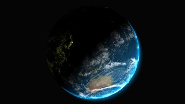 Sağ alttaki güneş ışığı altında, kusursuz hareket ve profesyonel alfa kanalı ile Asya 'dan özel dönen dünya animasyon döngüsü