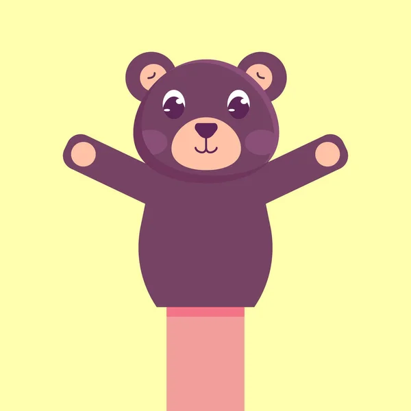 Flache Abbildung Der Handpuppe Des Bären — Stockvektor