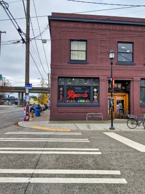 Seattle, WA / USA - Kasım 2019: South Vale Caddesi 'ndeki Georgetown Records' un dış görüntüsü, vinil, CD ve canlı müzik yuvası.