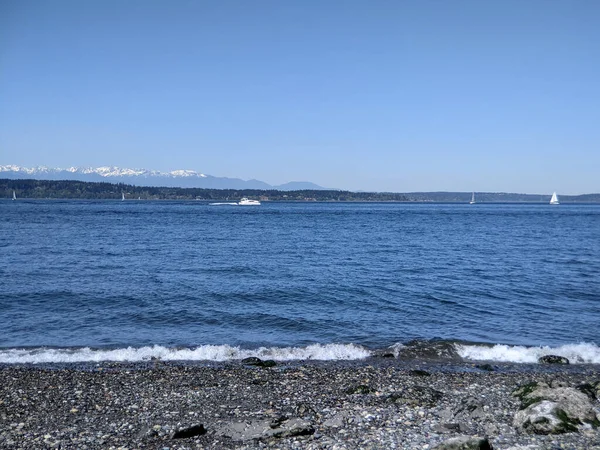 Beautiful View Olympic Mountains Pacific Ocean Sunny Cloudless Day — Stock Photo, Image