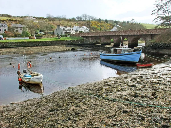 Bateaux Attachés Dans Rivière Pont Cushendun — Photo