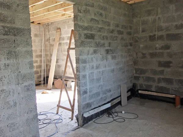 Construction Une Extension Sur Une Maison Plain Pied Compris Toit — Photo