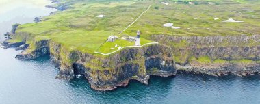 Doğu Feneri Rathlin Adası Hava Fotoğrafları Atlantik Okyanusu Şirketi Kuzey İrlanda