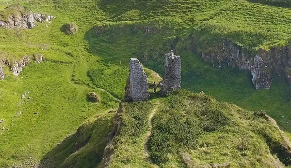Dunluce Castle Antrim Північна Ірландія Блакитний Морський Фон — стокове фото