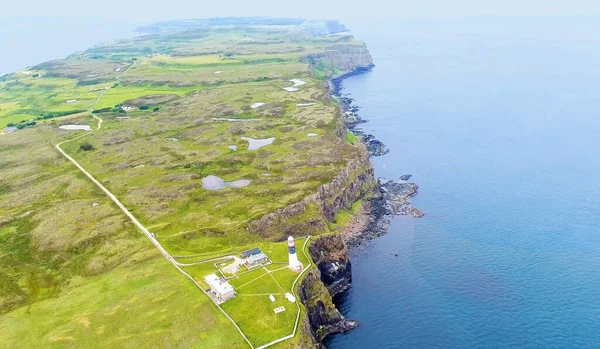 East Lighthouse Rathlin Island Luftaufnahme Atlantik Antrim Nordirland — Stockfoto