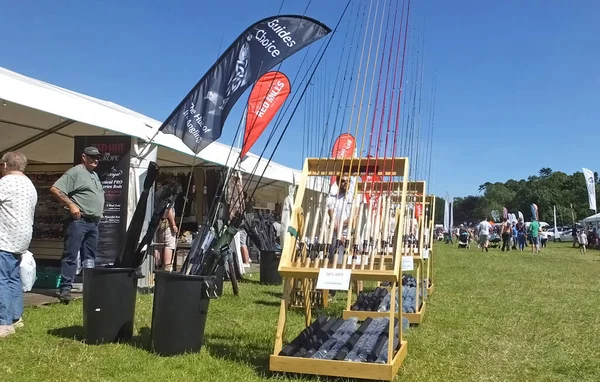 Pesca Mosca Cañas Castillo Shanes Game Fair Antrim Junio 2019 — Foto de Stock