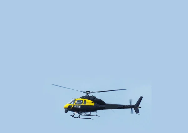 Helicopter Chopper Black Blue Sky Background Editors — Stock Photo, Image