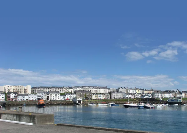 Casas Puerto Por Mar Irlandés Antrim Irlanda Del Norte Con —  Fotos de Stock