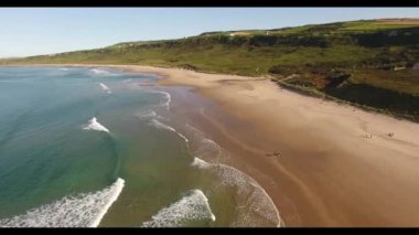Aerial photo of White Park Bay on the Co Antrim Coastline Northern Ireland