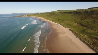 Aerial photo of White Park Bay on the Co Antrim Coastline Northern Ireland