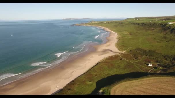Aerial Photo White Park Bay Antrim Coastline Northern Ireland — Video Stock