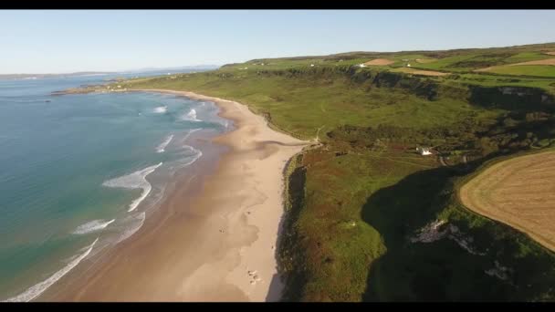 Aerial Photo White Park Bay Antrim Coastline Northern Ireland — Vídeos de Stock