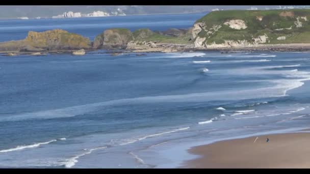 Aerial Photo White Park Bay Antrim Coast Ireland — стокове відео