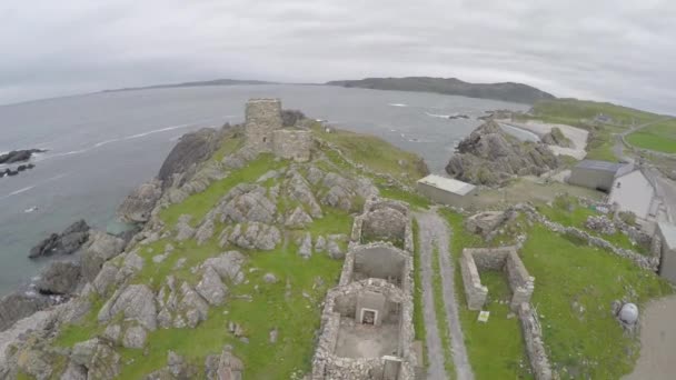 Aerial Video Carrickabraghy Castle Doagh County Donegal Ireland — Stockvideo