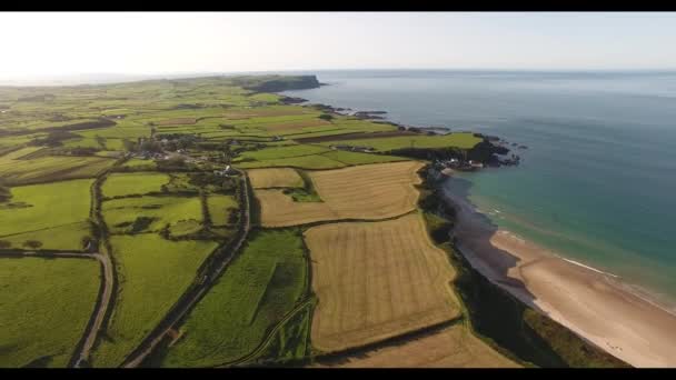 Aerial Photo White Park Bay Antrim Coastline Northern Ireland — 图库视频影像
