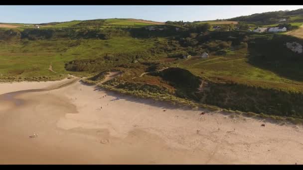 Aerial Photo White Park Bay Antrim Coastline Northern Ireland — ストック動画