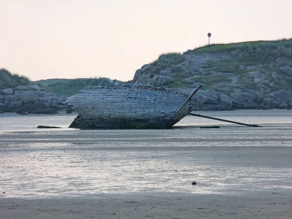 Vieux Bateau Naufragé Échoué Sur Magherclogher Beach Donegal — Photo