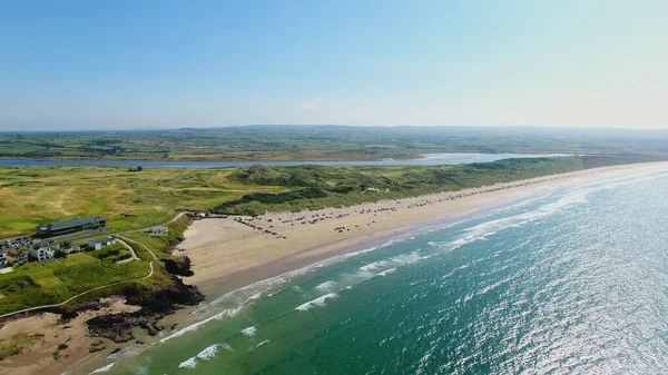 Portstewart Strand Beach Com Carros Areia Oceano Atlântico North Coast — Fotografia de Stock