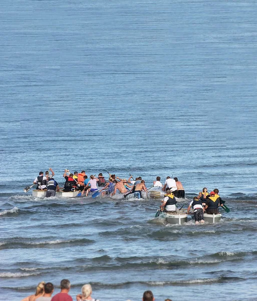 Raft Race Irish Sea Ocean Antrim Irlanda Norte — Fotografia de Stock