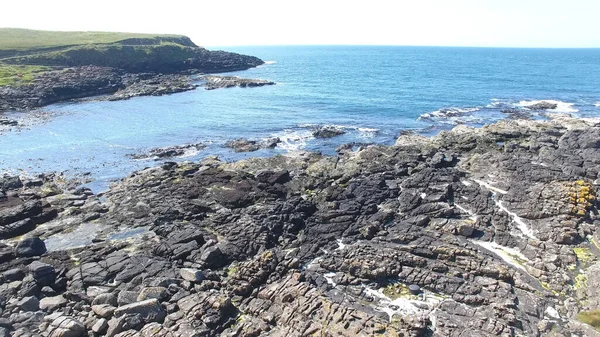 Rocks Ierse Zee Atlantische Oceaan Aan Kust Giants Causeway Antrim — Stockfoto